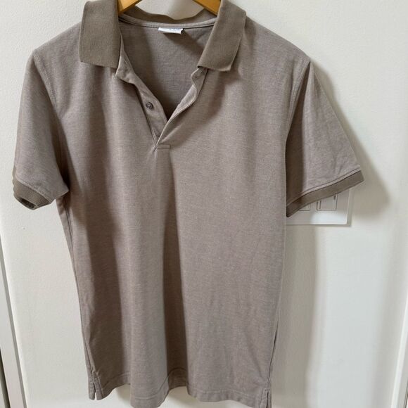 Salt Two Tones Heathered Tan Cotton Polo Shirt L - Picture 3 of 10